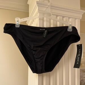 Tags on, La Blanca, Black bikini bottoms, full bottom coverage, size 14.